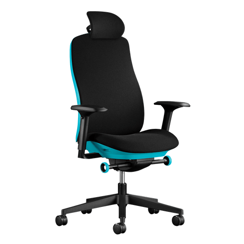 En Herman Miller Vantum Gaming Chair i Abyss blå set forfra.