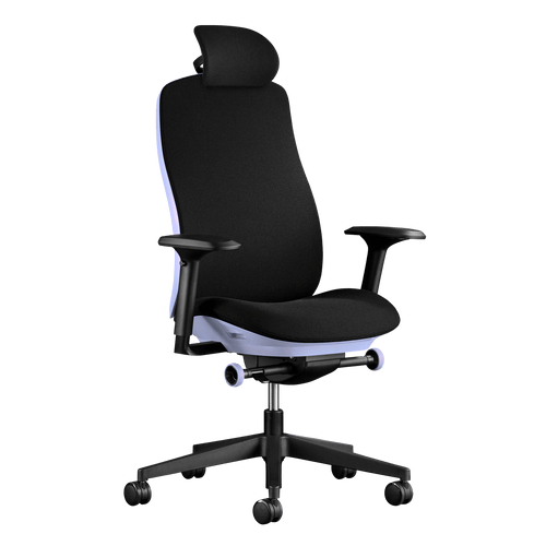 En Herman Miller Vantum Gaming Chair i Mystic lilla set forfra.