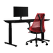 Herman Miller gaming bundle, featuring a Nevi sit-stand desk, Ollin monitor arm and a Sayl chair in red.